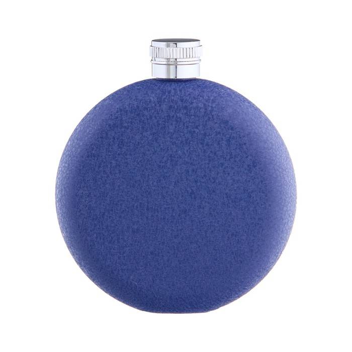 Фляжка для алкоголя, нержавеющая сталь, круглая, армейская, синяя, 150 мл